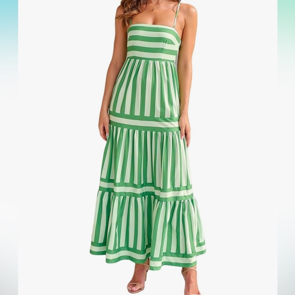 2 for $10!! Striped Green Maxi Dress